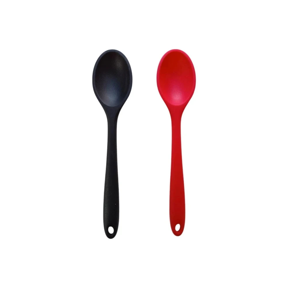 Black Silicone Cooking Spoon – Heat-Resistant BPA-Free Non-Stick Kitchen Utensil