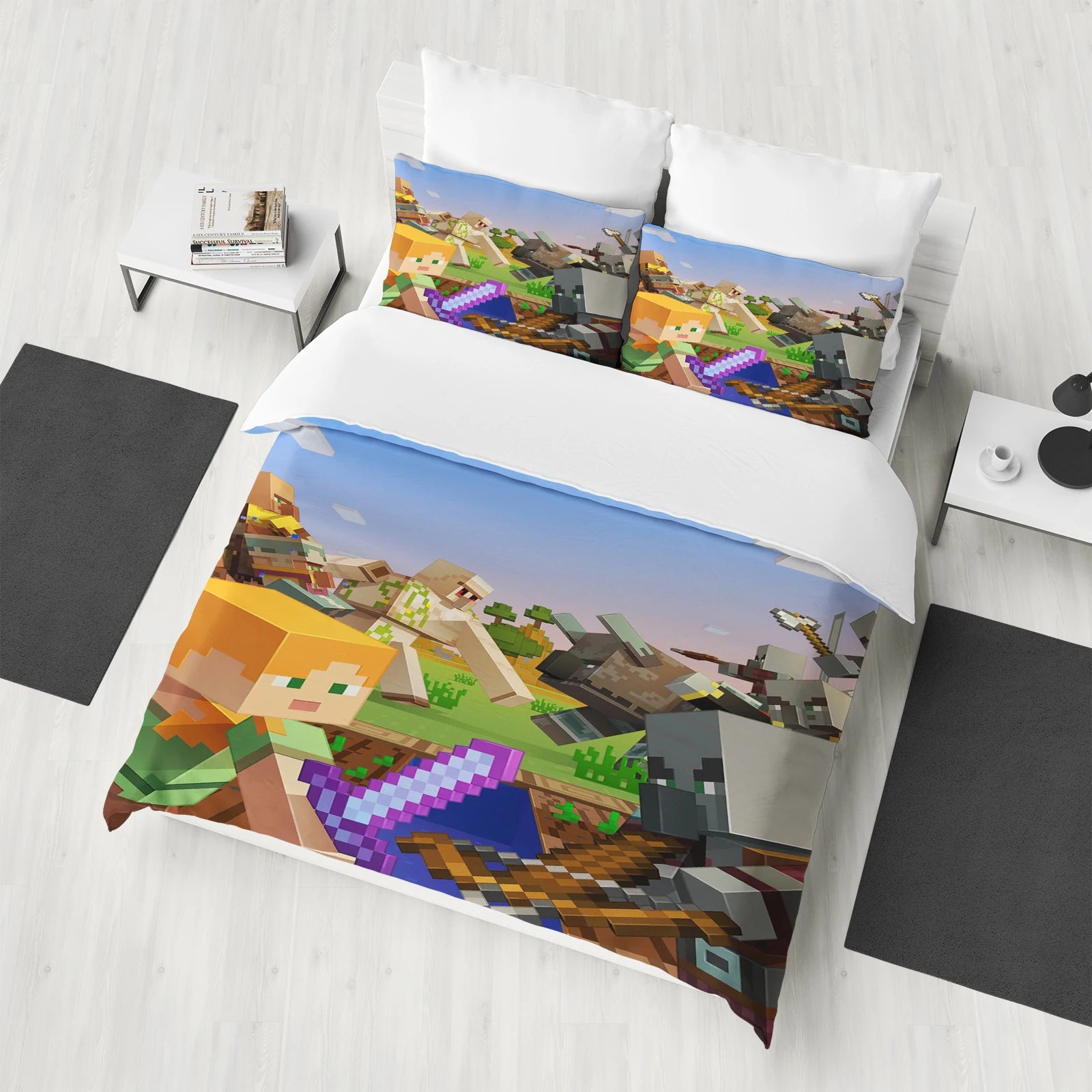 Anime Cartoon Printed Duvet Cover Set – 100% Polyester Quilt Cover + 2 Pillowcases (1.35 m / 4.5 ft / 53 in)
