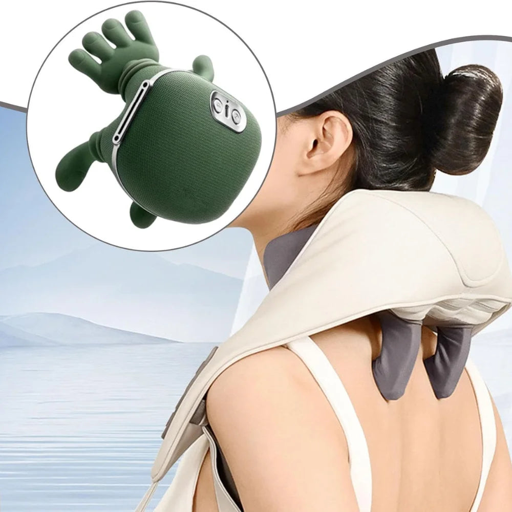 Portable USB Rechargeable Neck & Shoulder Hammering Massager with Heat and Adjustable Intensity