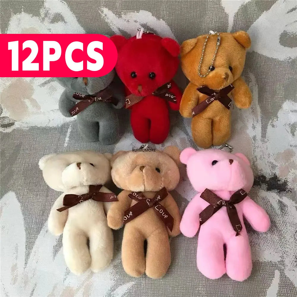 Cute Plaid Plush Bear Keychain Soft Teddy Keyring Christmas Gift