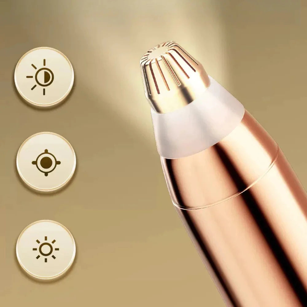 USB Rechargeable Precision Epilator Pen - Portable Painless Eyebrow & Nose Hair Trimmer with LED Light