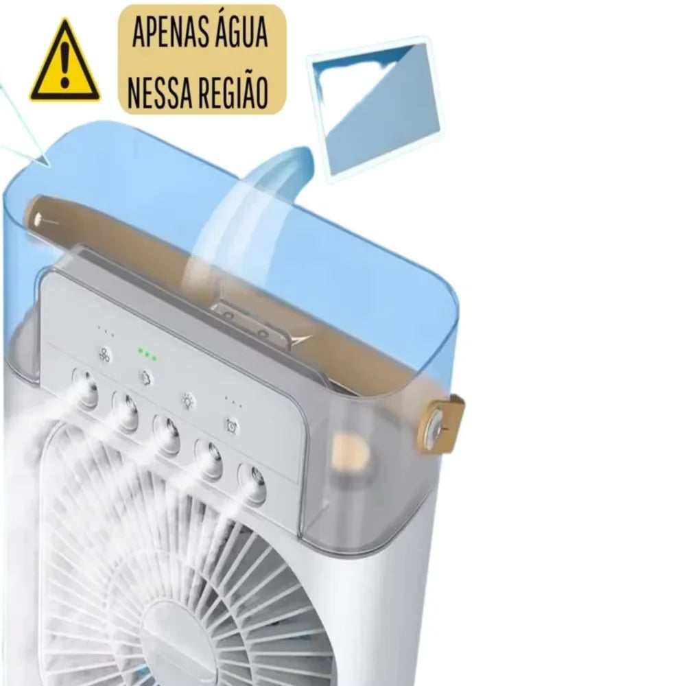 5-in-1 Portable Mini Air Cooler & Humidifier USB Powered Fan, Nebulizer, Aromatherapy Diffuser, 600ml Reservoir, 8-Color LED
