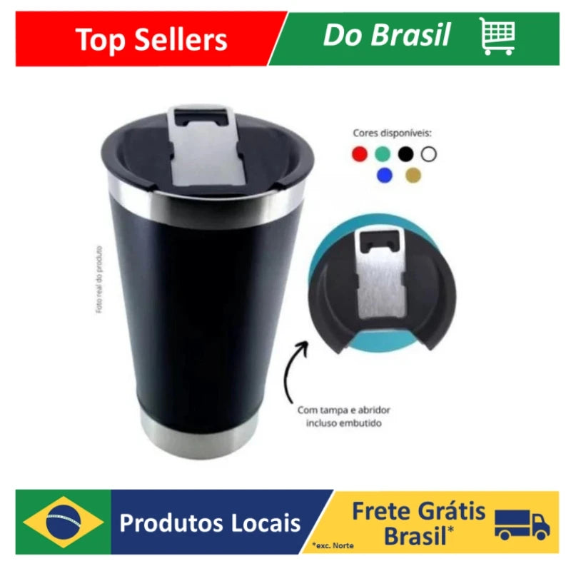 473ml (16 fl oz) Double-Wall Vacuum Insulated Travel Mug with Lid & Bottle Opener – Keeps Drinks Hot or Cold
