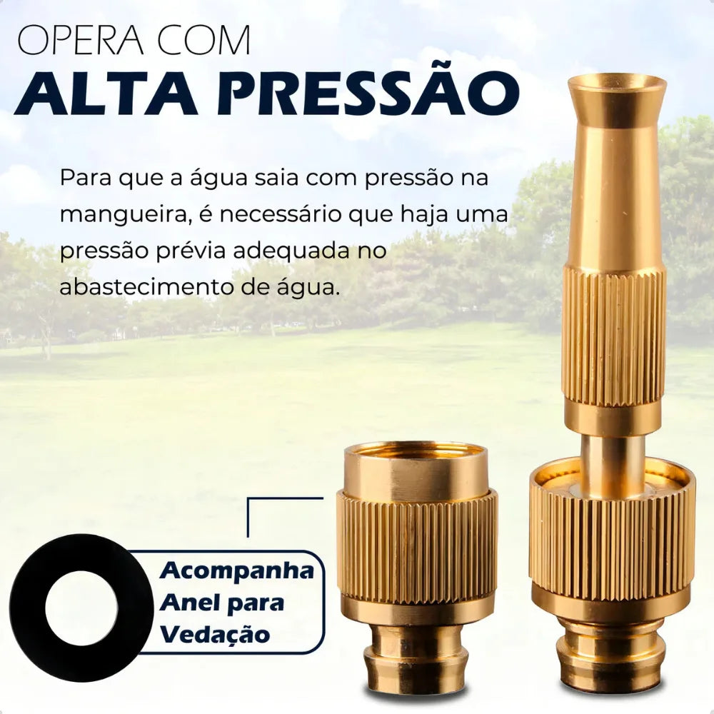 Adjustable High-Pressure Spray Nozzle for 1/2 in Hose (12.7 mm) - Brass Garden Jet with Flow Control