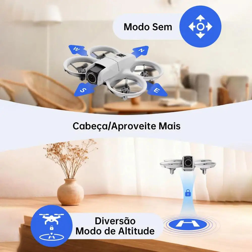 Mini Drone 4K Dual Camera FPV WiFi Optical Flow Remote Control, 2 Batteries, Kids Gift