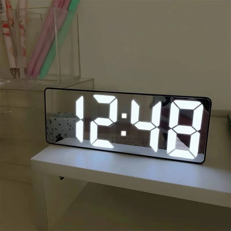 Black LED Digital Alarm Clock with Temperature Sensor, Loud Alarm & Large Display — USB/Battery Powered