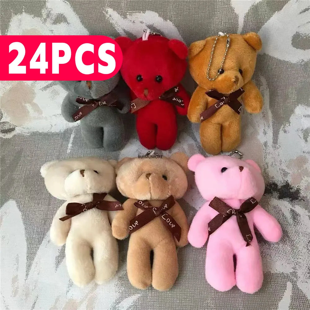 Cute Plaid Plush Bear Keychain Soft Teddy Keyring Christmas Gift