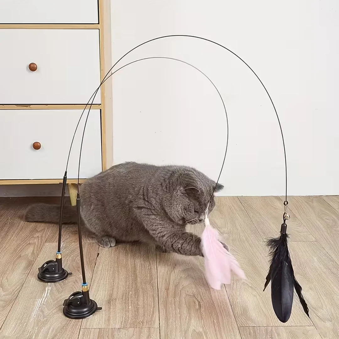 Interactive Cat Feather Teaser Toy with Bell view 3
