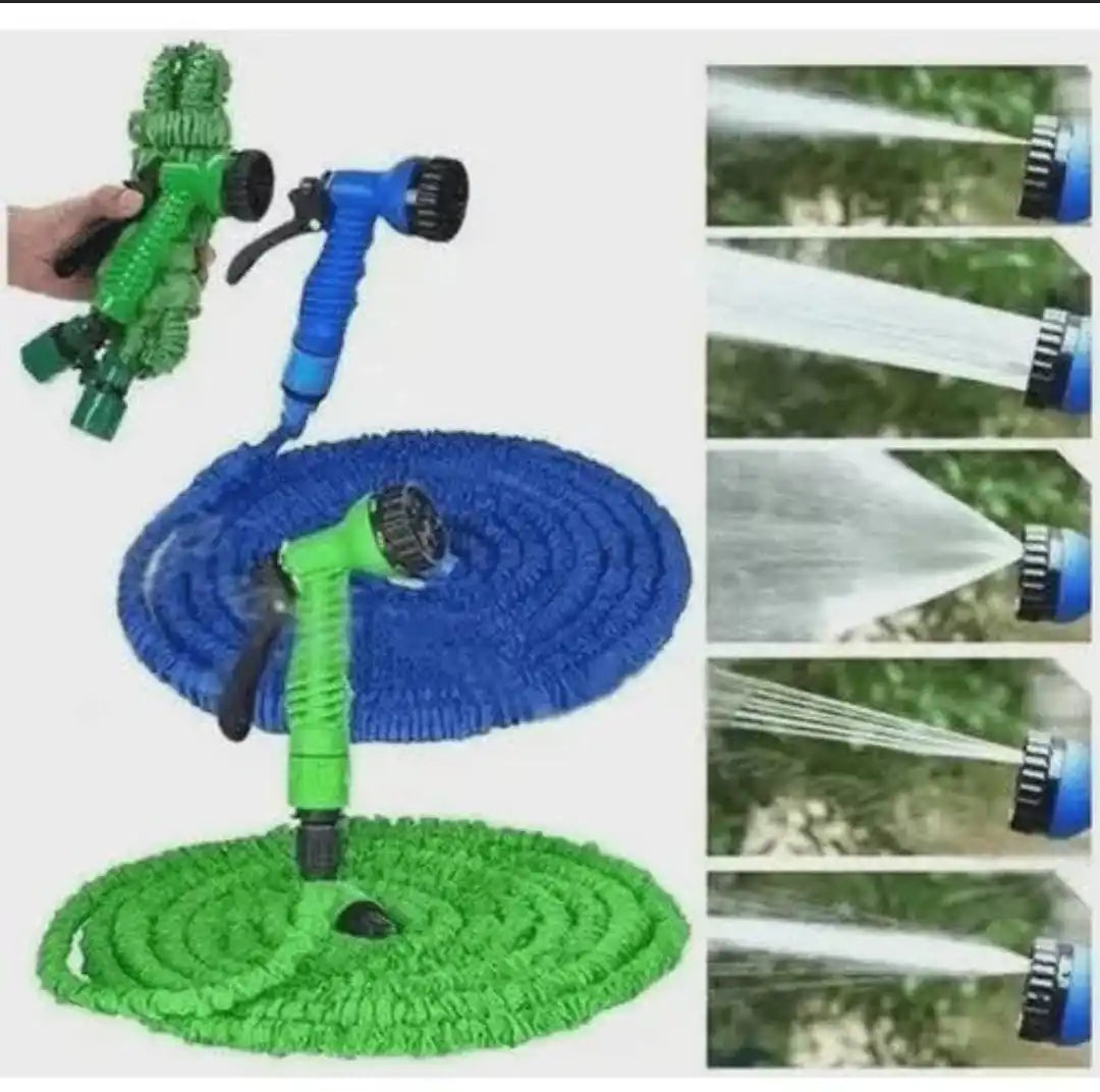 15 m (49 ft) Expandable Garden Hose – Flexible Elastic Water Hose with 8-Pattern Spray Nozzle