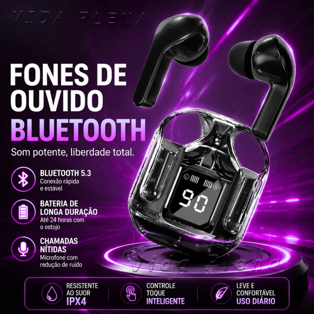 Bluetooth 5.3 TWS Wireless Earbuds with LED Light, Hi-Fi Stereo, Noise Cancellation & Touch Controls - Charging Case Included