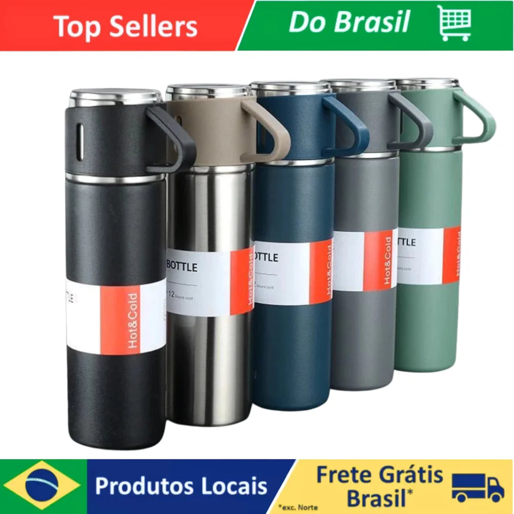 Vacuum Insulated Stainless Steel Coffee Flask 500 mL (17 fl oz) Travel Thermos with Cup Lid