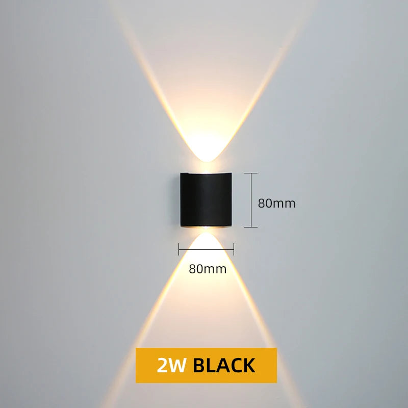 FanzyMarket aluminum LED wall sconce with up/down lighting, waterproof IP65, ideal for garden, patio, porch, or indoor use.