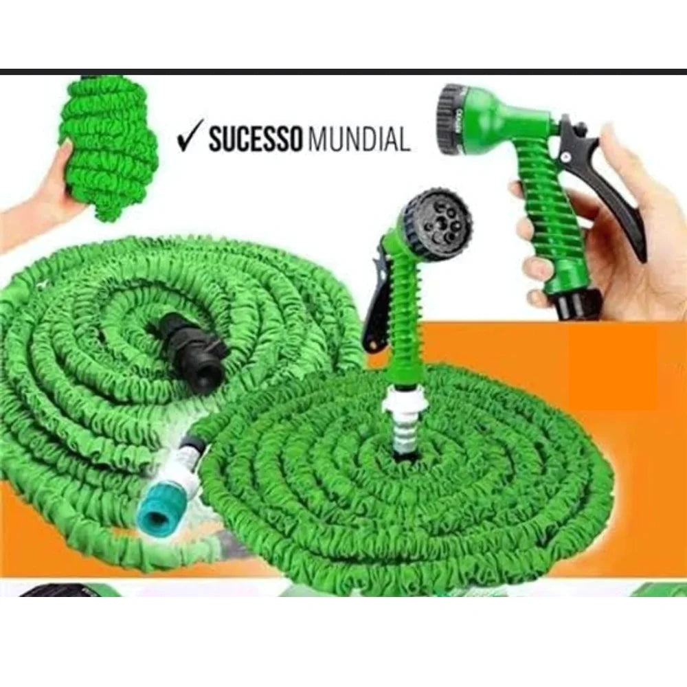 15 m (49 ft) Expandable Garden Hose – Flexible Elastic Water Hose with 8-Pattern Spray Nozzle