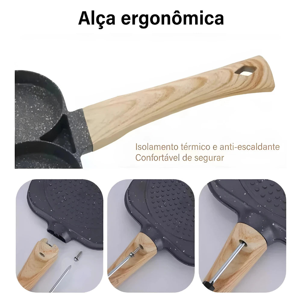 Nonstick 3-Section Frying Pan – 8 in (20 cm) Omelette Pan for Eggs, Bacon, Meat & Pancakes