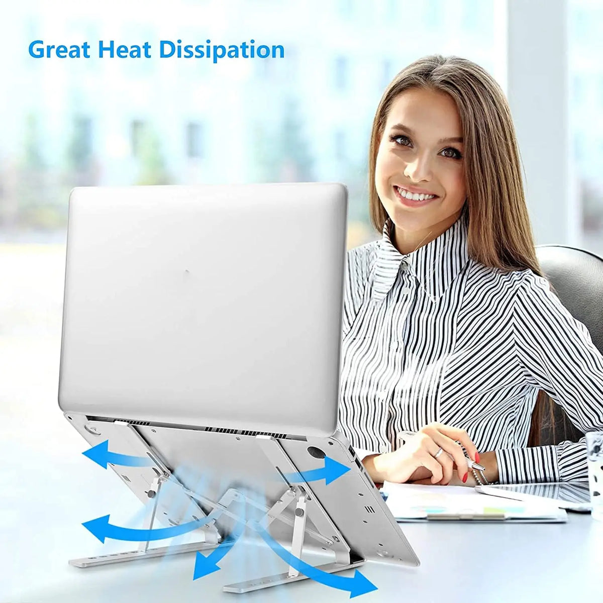 Adjustable Laptop Stand - Aluminum Collapsible Notebook Holder, Fits up to 17-inch (43 cm) Laptops