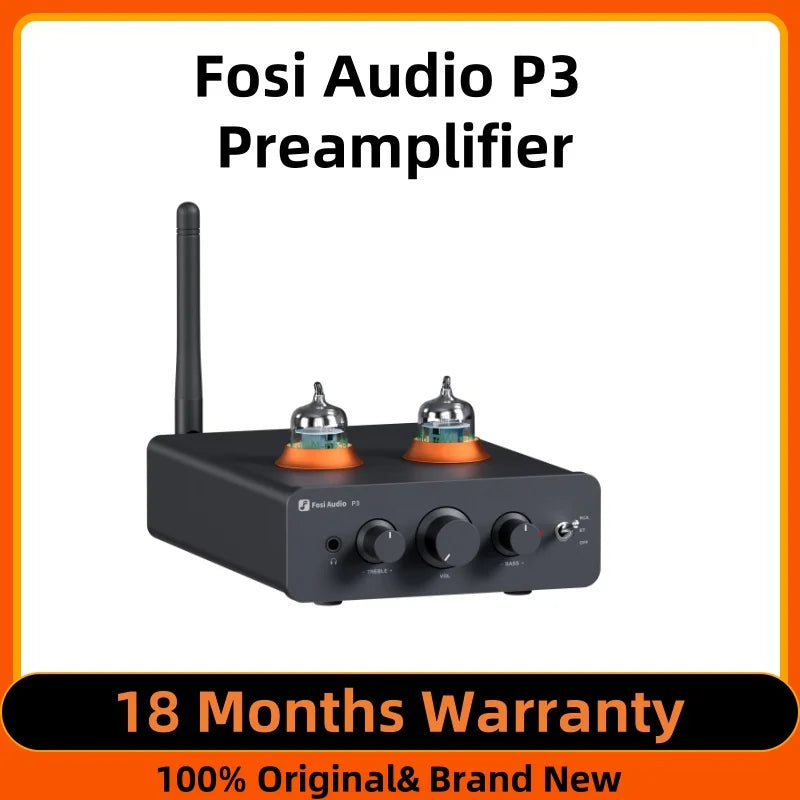 Bluetooth Tube Preamplifier HiFi Stereo Valve Vacuum Amplifier with Treble & Bass Tone Control, RCA & Headphone Outputs