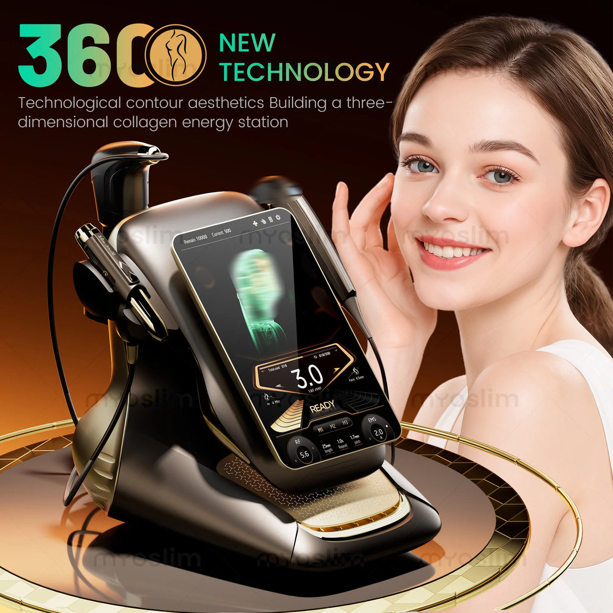 360° Full-Layer 3-in-1 Ultrasound RF EMS Beauty Machine, Non-Invasive Facial Lifting, Slimming & Body Contouring for Salon and Home