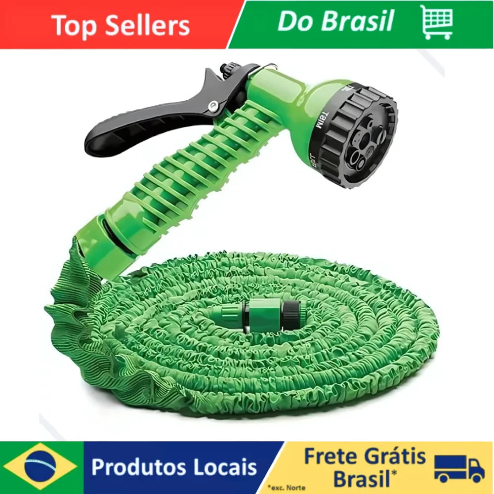 15 m (49 ft) Expandable Garden Hose – Flexible Elastic Water Hose with 8-Pattern Spray Nozzle