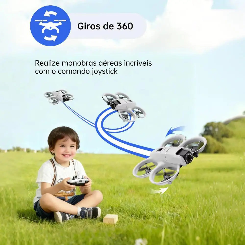 Mini Drone 4K Dual Camera FPV WiFi Optical Flow Remote Control, 2 Batteries, Kids Gift