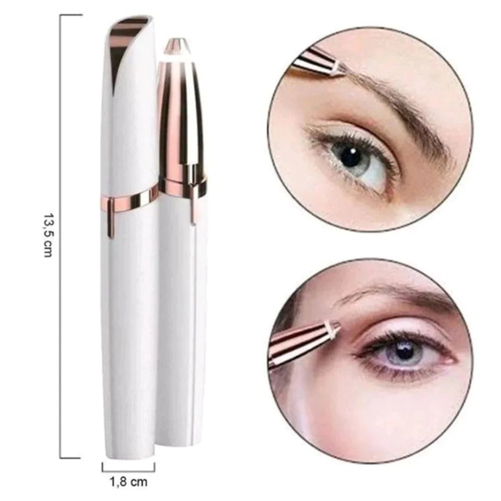 USB Rechargeable Precision Epilator Pen - Portable Painless Eyebrow & Nose Hair Trimmer with LED Light