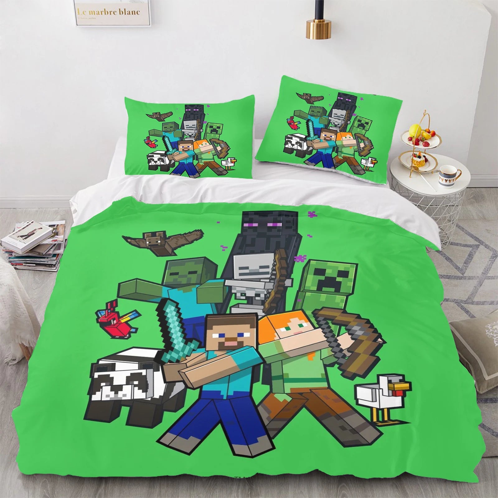 Anime Cartoon Printed Duvet Cover Set – 100% Polyester Quilt Cover + 2 Pillowcases (1.35 m / 4.5 ft / 53 in)