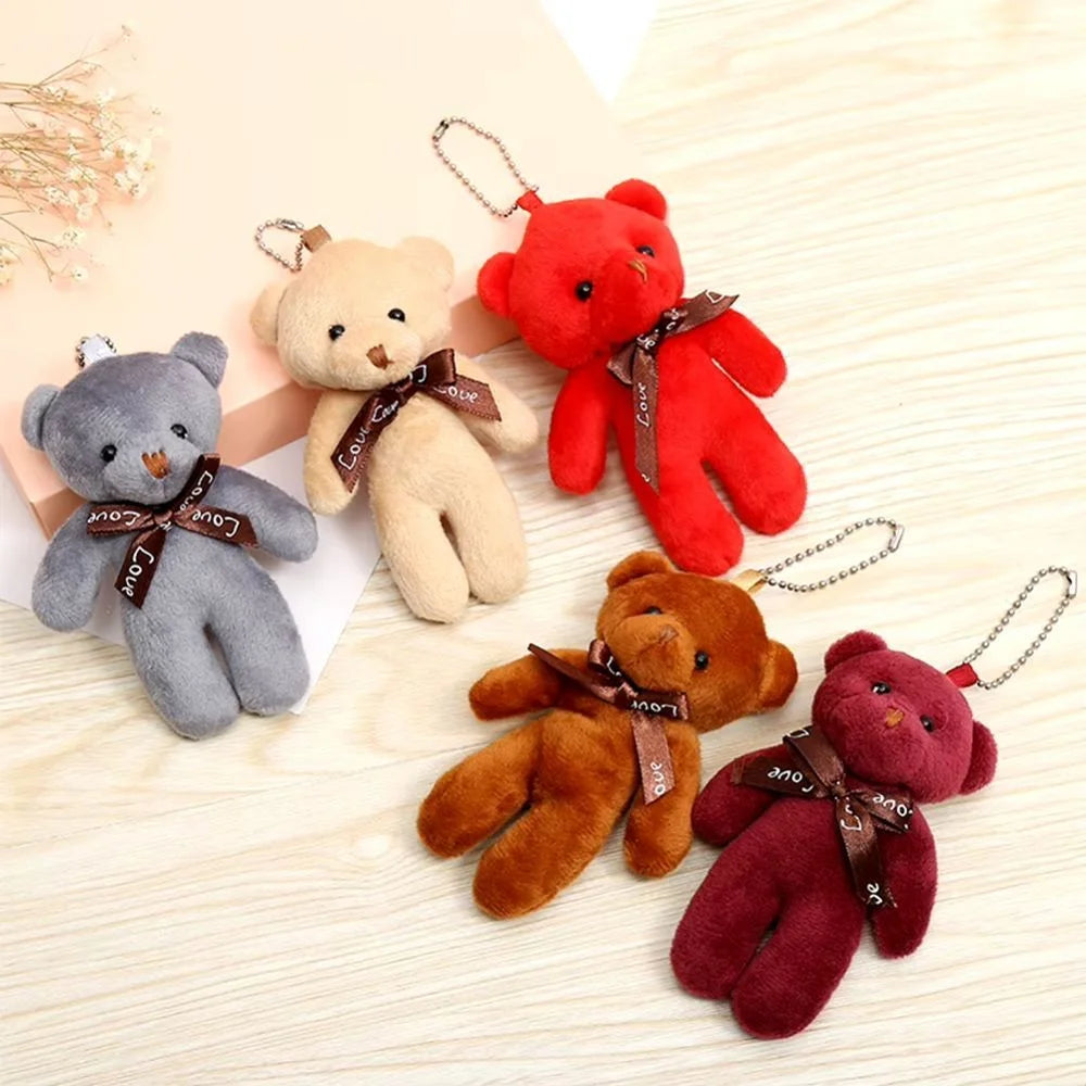 Cute Plaid Plush Bear Keychain Soft Teddy Keyring Christmas Gift