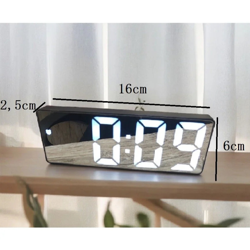 Black LED Digital Alarm Clock with Temperature Sensor, Loud Alarm & Large Display — USB/Battery Powered
