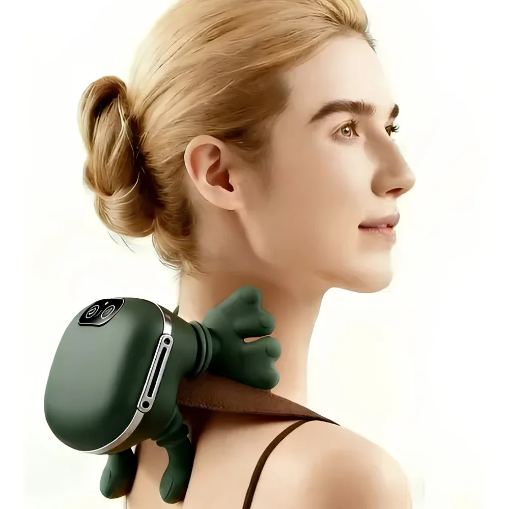 Portable USB Rechargeable Neck & Shoulder Hammering Massager with Heat and Adjustable Intensity