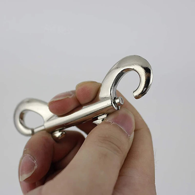 Double-Ended Bolt Snap Hook Heavy-Duty Nickel-Plated Metal Clip for Dog Leash, Horse Tack, Farm & Marine