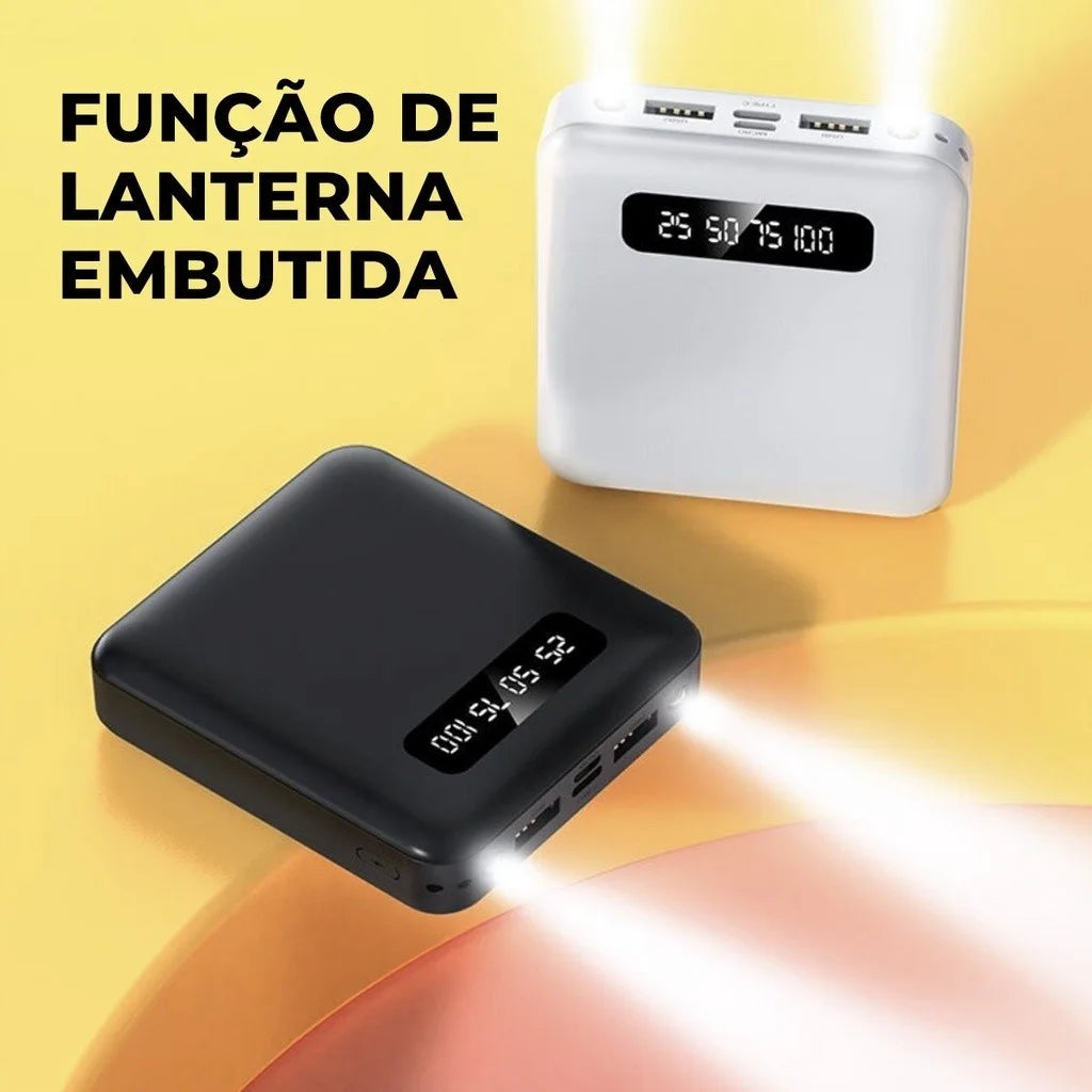 10,000mAh Portable Power Bank – Fast Charging, LED Digital Display, Built-in Cables & Flashlight