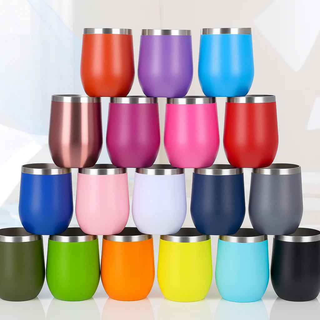 350 ml (12 fl oz) Stainless Steel Vacuum Insulated Thermal Mug with Matte Acrylic Lid - Assorted Colors