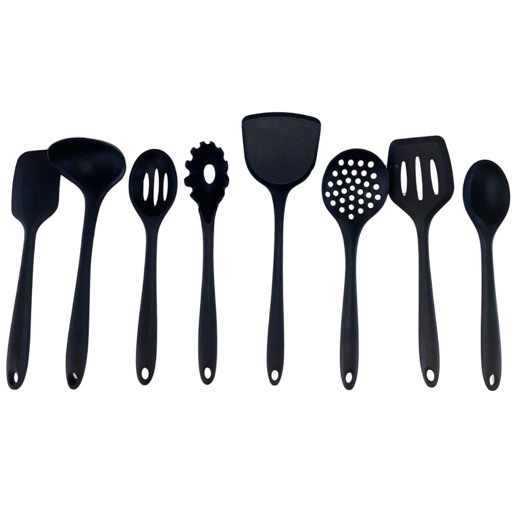 Black Silicone Cooking Spoon – Heat-Resistant BPA-Free Non-Stick Kitchen Utensil