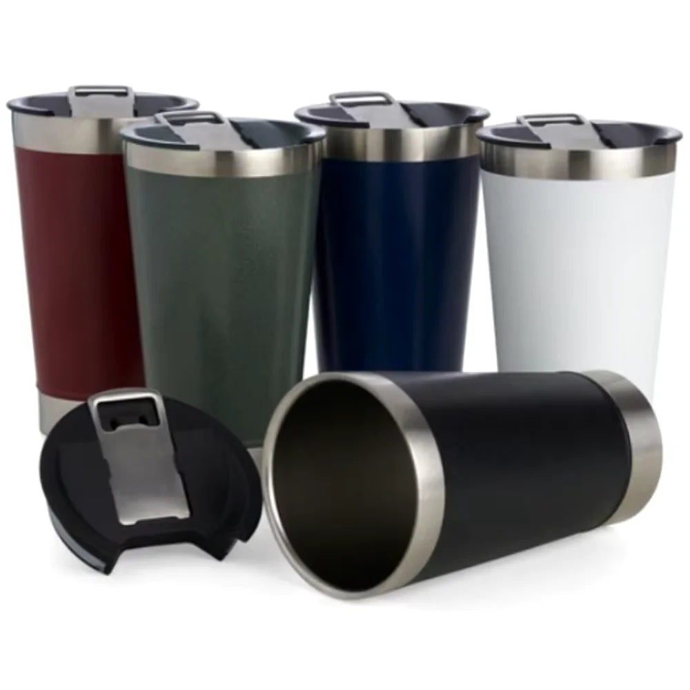 Insulated 473ml (16 fl oz) Thermal Travel Mug with Spill-Proof Lid & Built-In Bottle Opener