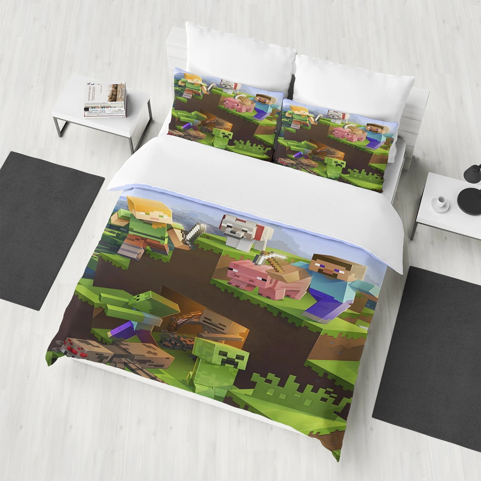 Anime Cartoon Printed Duvet Cover Set – 100% Polyester Quilt Cover + 2 Pillowcases (1.35 m / 4.5 ft / 53 in)