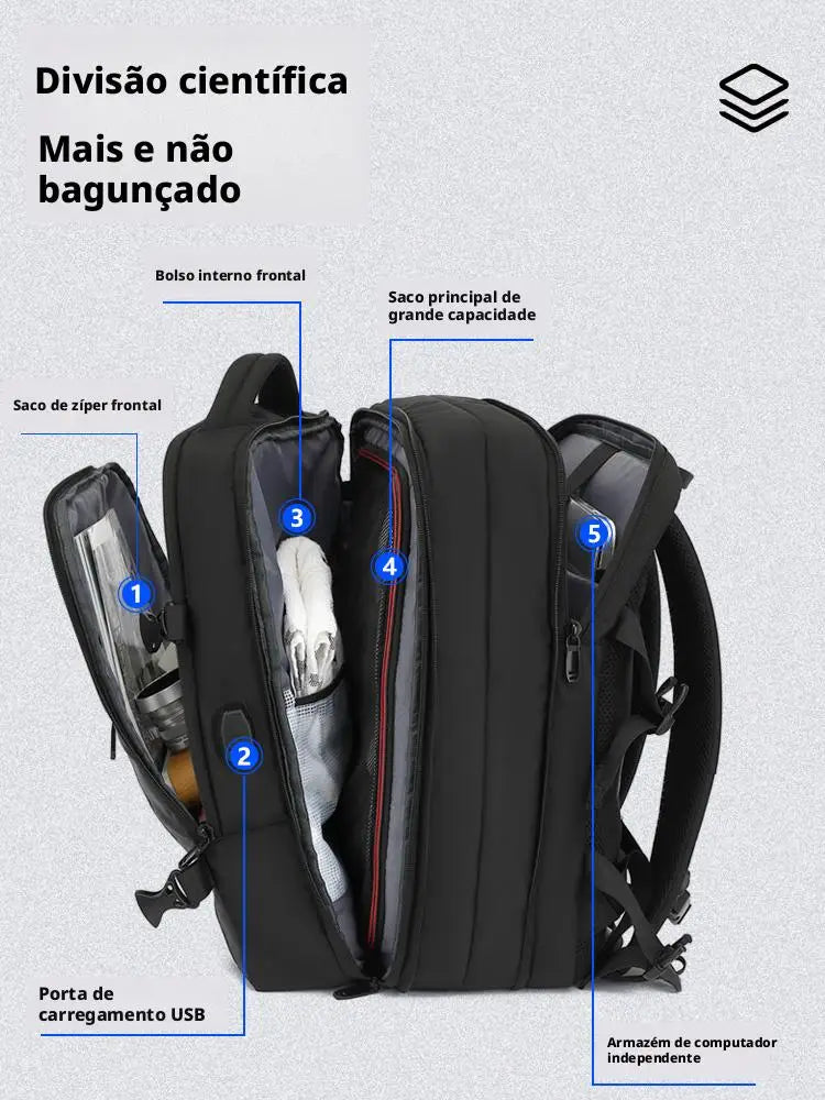 Unisex Anti-Theft Backpack 20-35 L (5.3-9.2 gal) Water-Resistant Travel Bag with Combination Lock