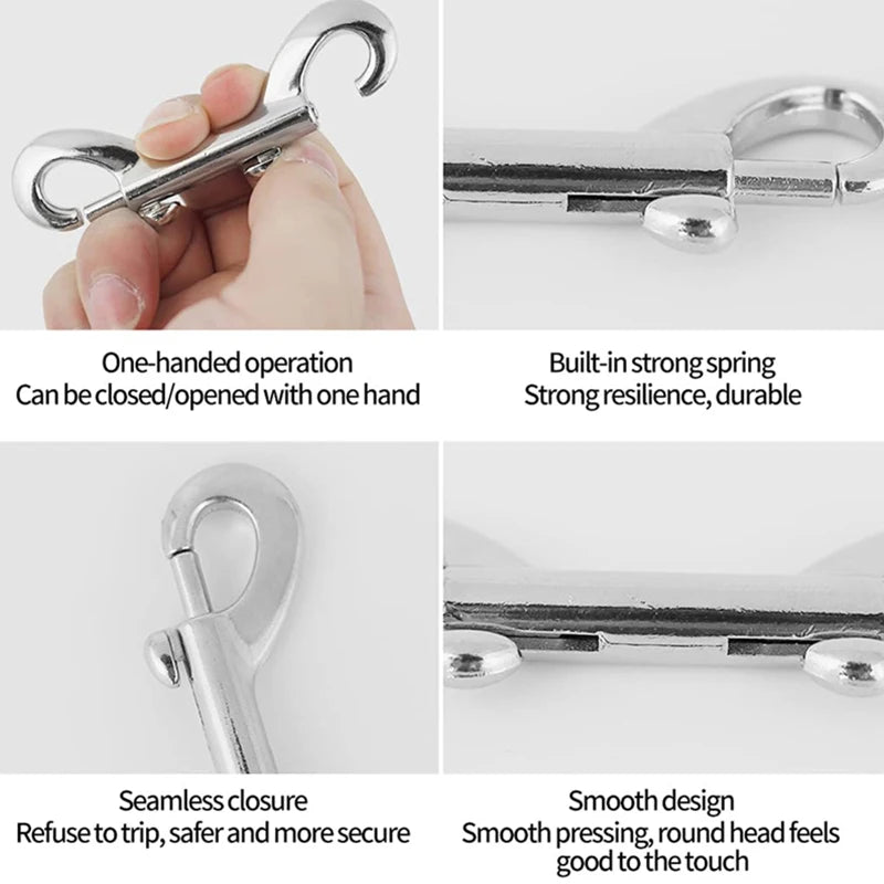 Double-Ended Bolt Snap Hook Heavy-Duty Nickel-Plated Metal Clip for Dog Leash, Horse Tack, Farm & Marine