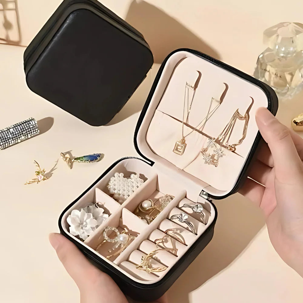 Portable Mini Travel Jewelry Box Compact Organizer for Earrings Necklaces Rings