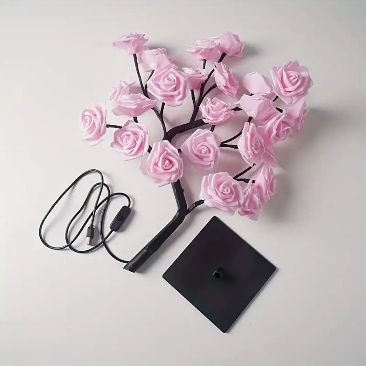 LED Rose Tree Lamp — DIY Branches Fairy Lights Night Light for Bedroom, Wedding & Valentine’s Day Decor, USB Table Lamp
