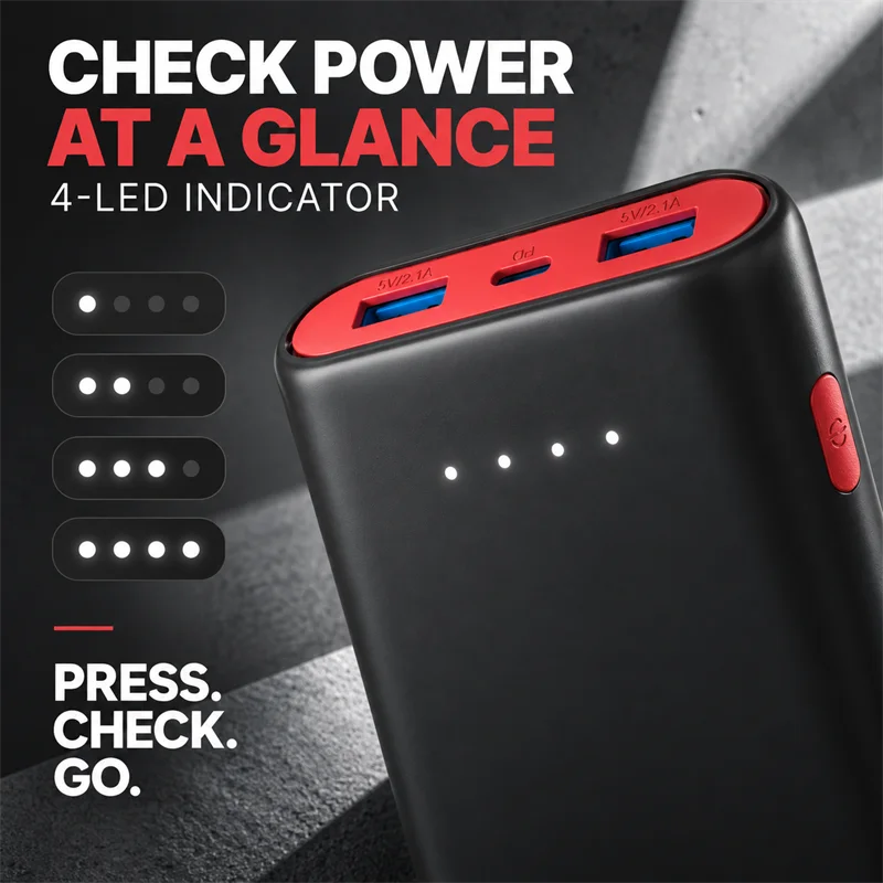 16000mAh PD Fast Charging Power Bank USB-C Portable Charger for Laptops MacBook iPhone Samsung Xiaomi