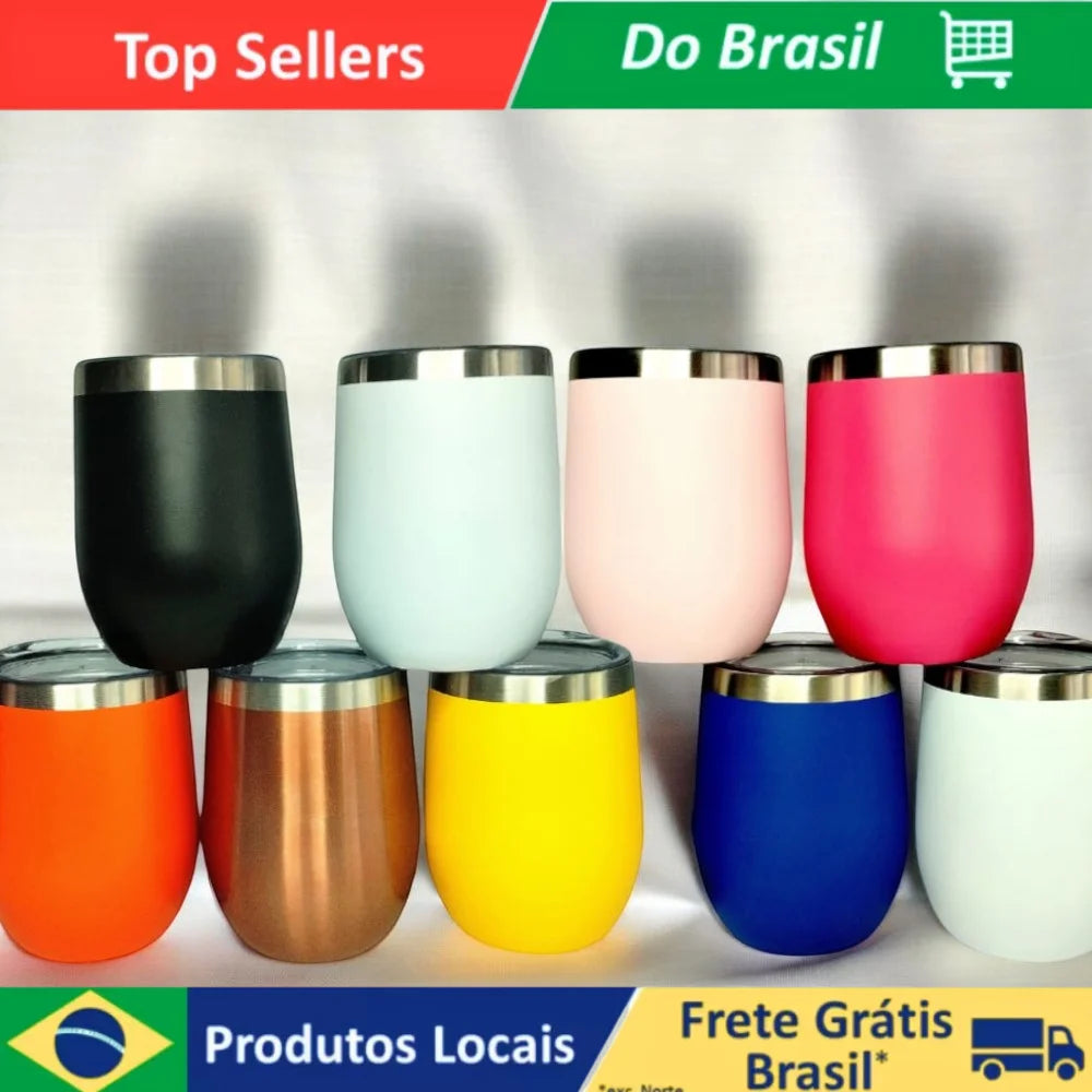 350 ml (12 fl oz) Stainless Steel Vacuum Insulated Thermal Mug with Matte Acrylic Lid - Assorted Colors