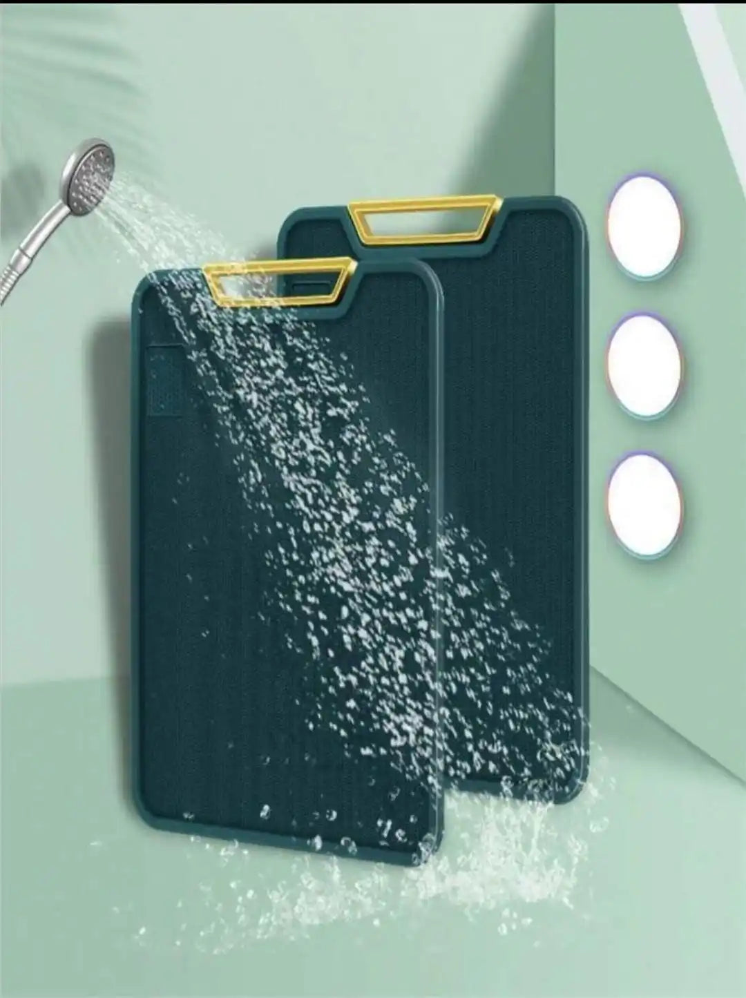 Set of Up to 3 Rectangular Antibacterial Cutting Boards with Handle and Non-Slip Surface