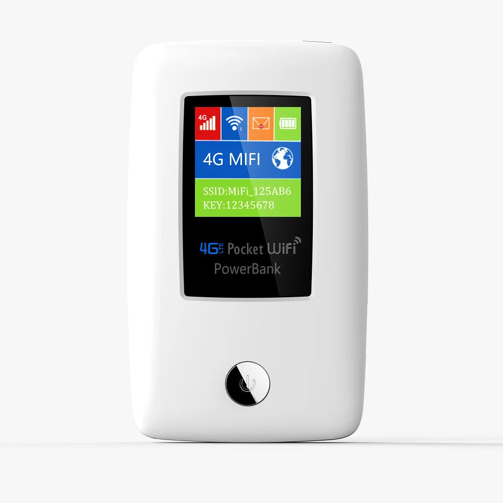 4G LTE Portable WiFi Router 300Mbps — eSIM/SIM Mobile Hotspot, 6000mAh Power Bank, RJ45 Ethernet, 1.44-inch Display