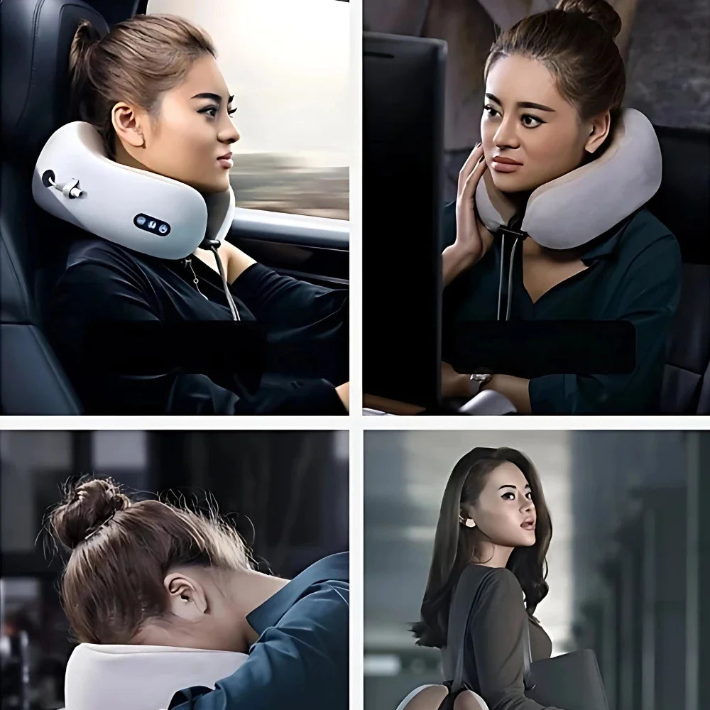 Rechargeable USB Neck Massager Pillow – Memory Foam Travel and Home Cushion