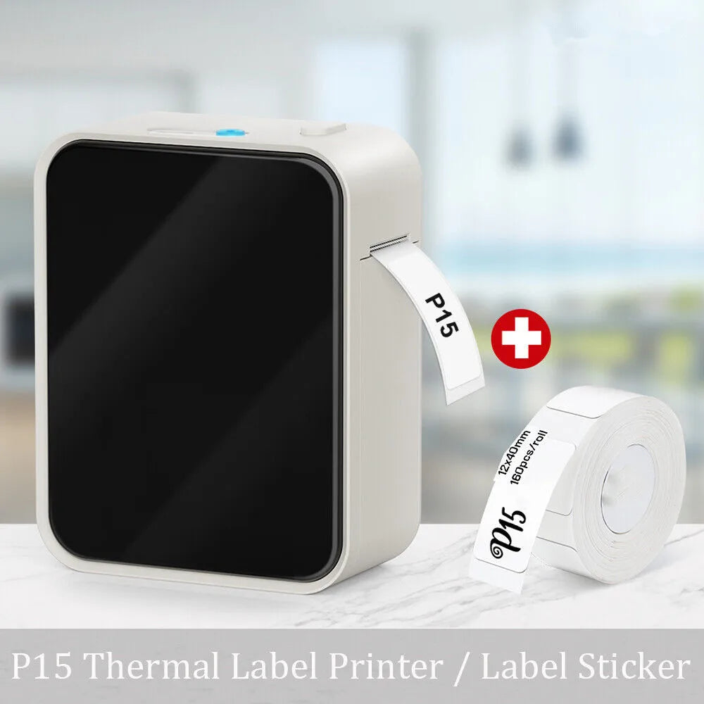 Mini Bluetooth Thermal Label Printer Portable Inkless 15mm (0.59in) Rechargeable Type-C