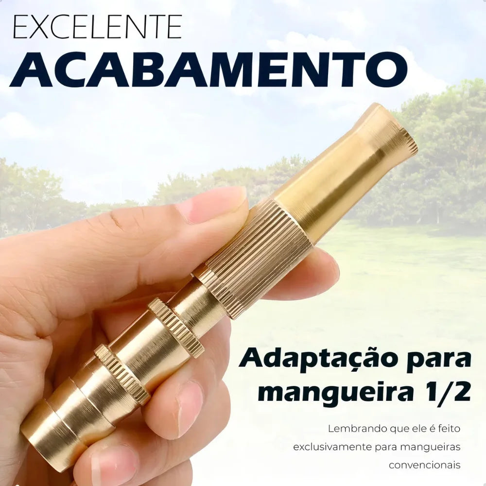 Adjustable High-Pressure Spray Nozzle for 1/2 in Hose (12.7 mm) - Brass Garden Jet with Flow Control
