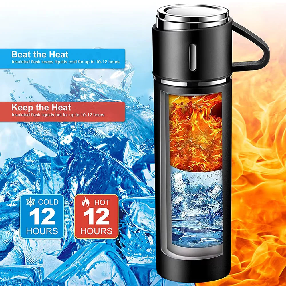 Vacuum Insulated Stainless Steel Coffee Flask 500 mL (17 fl oz) Travel Thermos with Cup Lid