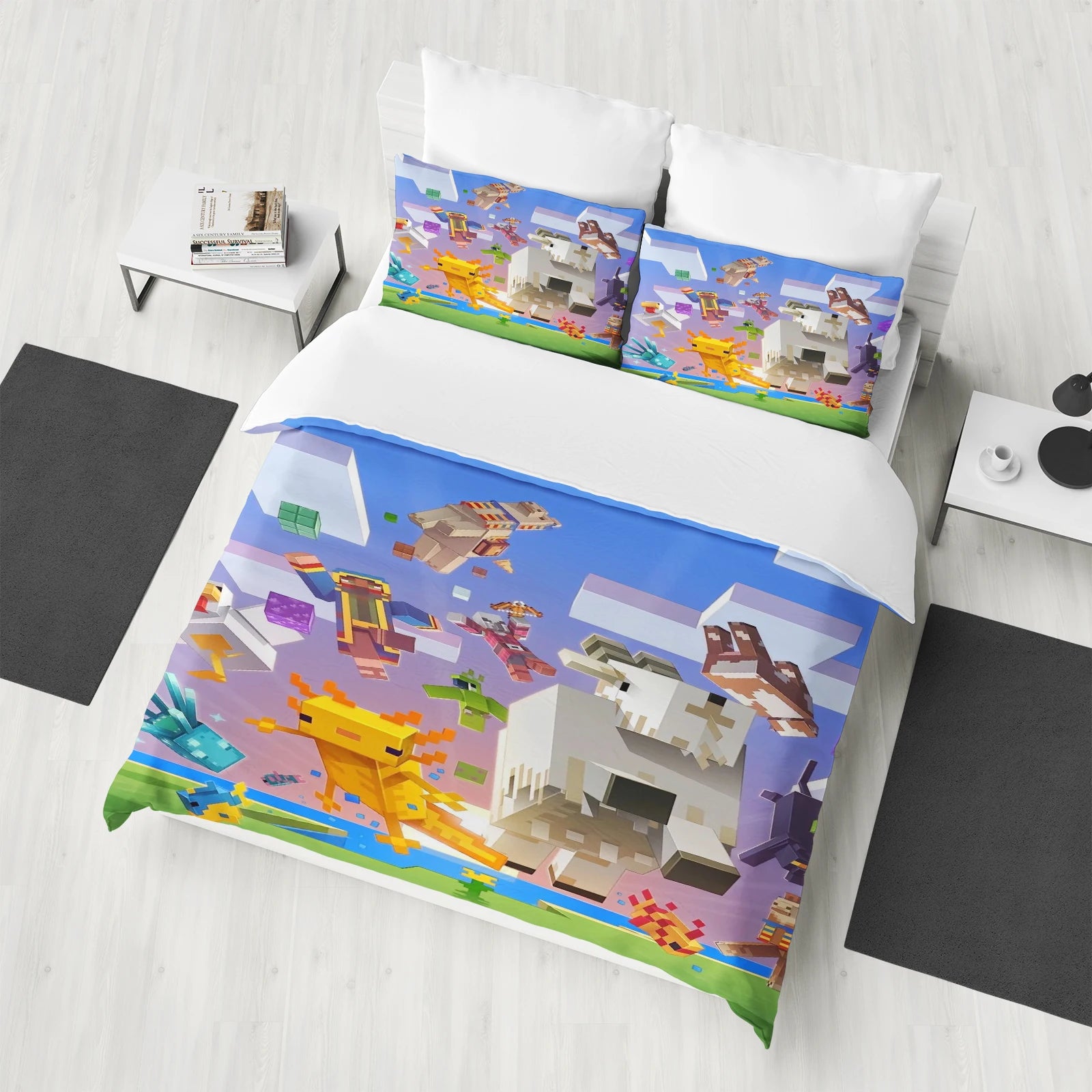 Anime Cartoon Printed Duvet Cover Set – 100% Polyester Quilt Cover + 2 Pillowcases (1.35 m / 4.5 ft / 53 in)