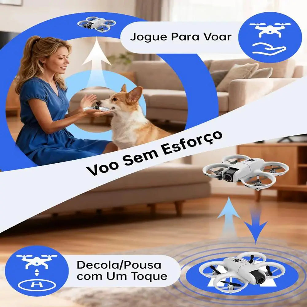 Mini Drone 4K Dual Camera FPV WiFi Optical Flow Remote Control, 2 Batteries, Kids Gift