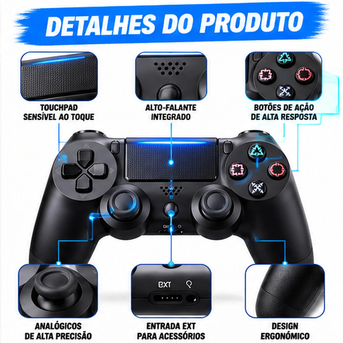 Wireless Bluetooth Gamepad Controller - Ergonomic Touchpad Gamepad for Console, PC & Mobile