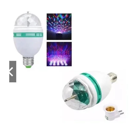 Rotating RGB Party Lamp E27 LED 3W Bivolt 110-220V with Adapter